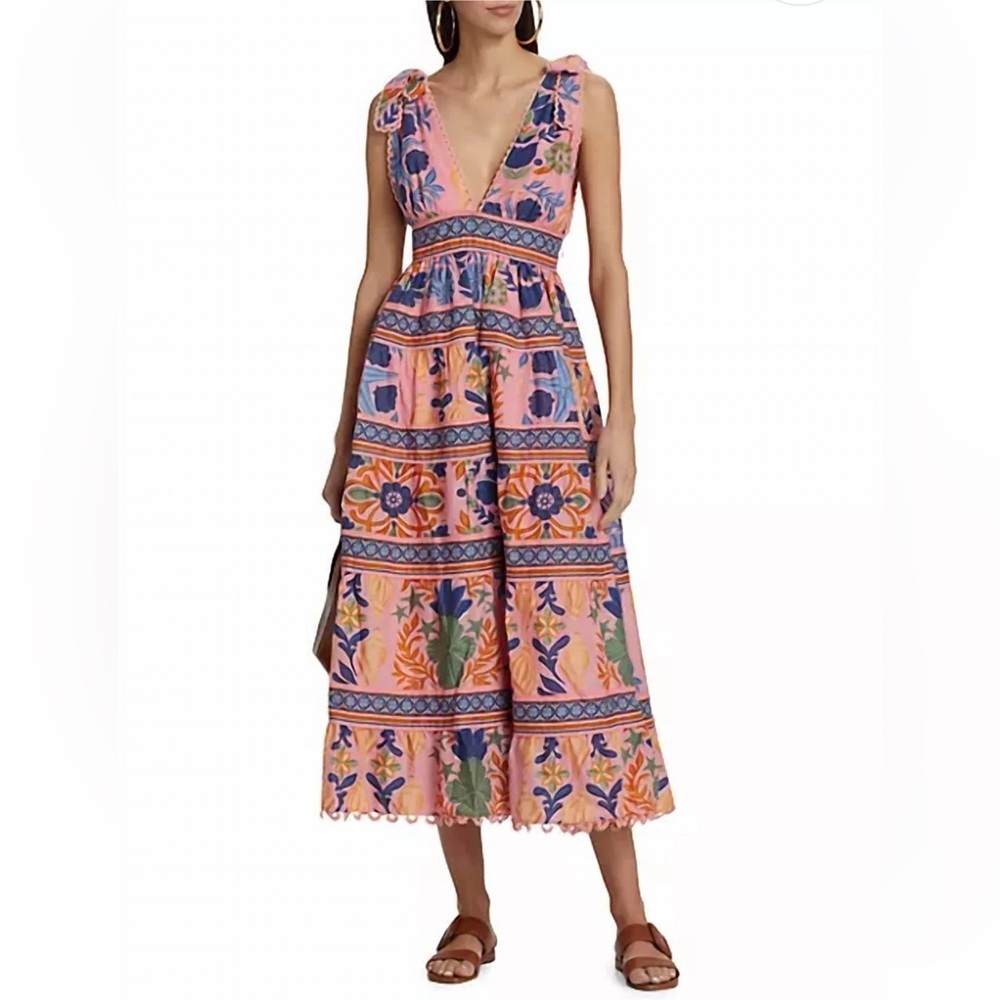 Farm Rio Seashell Tapestry Midi Dress In size Large
